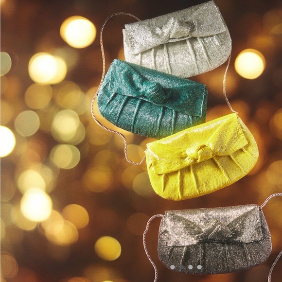 Anthropologie Mauve NWT Beaded Green Bow Purse - Picture 3 of 4